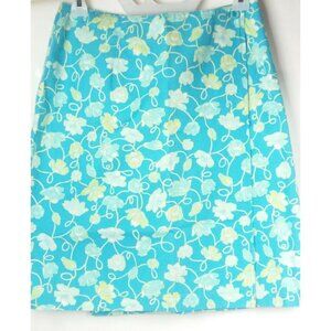 Y2k Talbots Blue Wrap Skirt Size 6 Floral Classic Preppy Resort Cotton